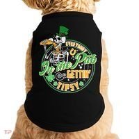 Funny St Patricks Day Everybody In The Pub Gettin Tipsy Skeleton Beer Doggie Tank thumb 0