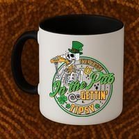 Funny St Patricks Day Everybody In The Pub Gettin Tipsy Skeleton Beer Coffee Mug thumb 2