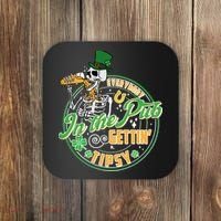 Funny St Patricks Day Everybody In The Pub Gettin Tipsy Skeleton Beer Coaster thumb 0