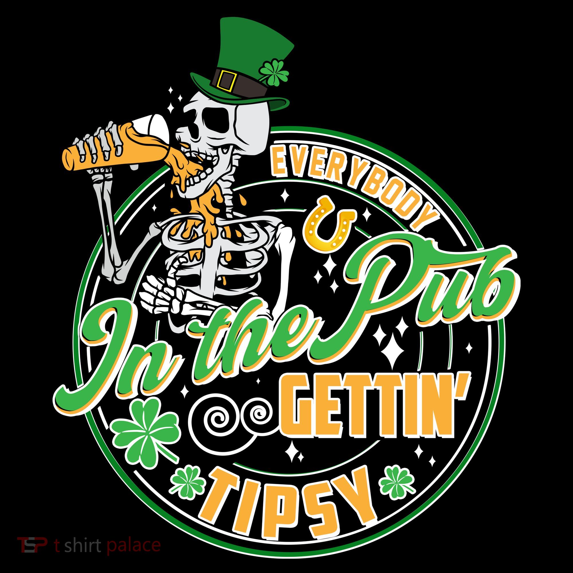 Funny St Patricks Day Everybody In The Pub Gettin Tipsy Skeleton Beer Women's Hoodie