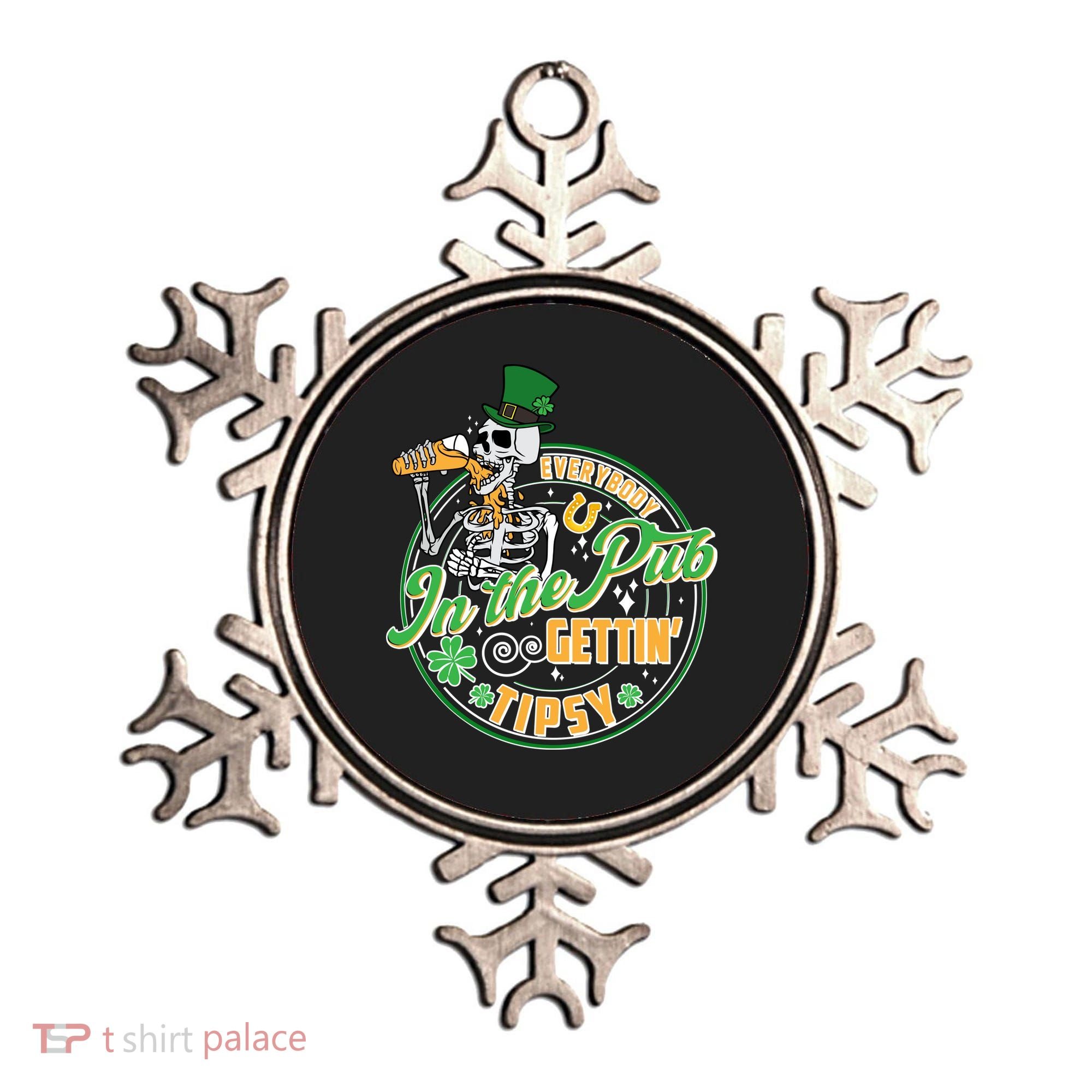 Funny St Patricks Day Everybody In The Pub Gettin Tipsy Skeleton Beer Ornament