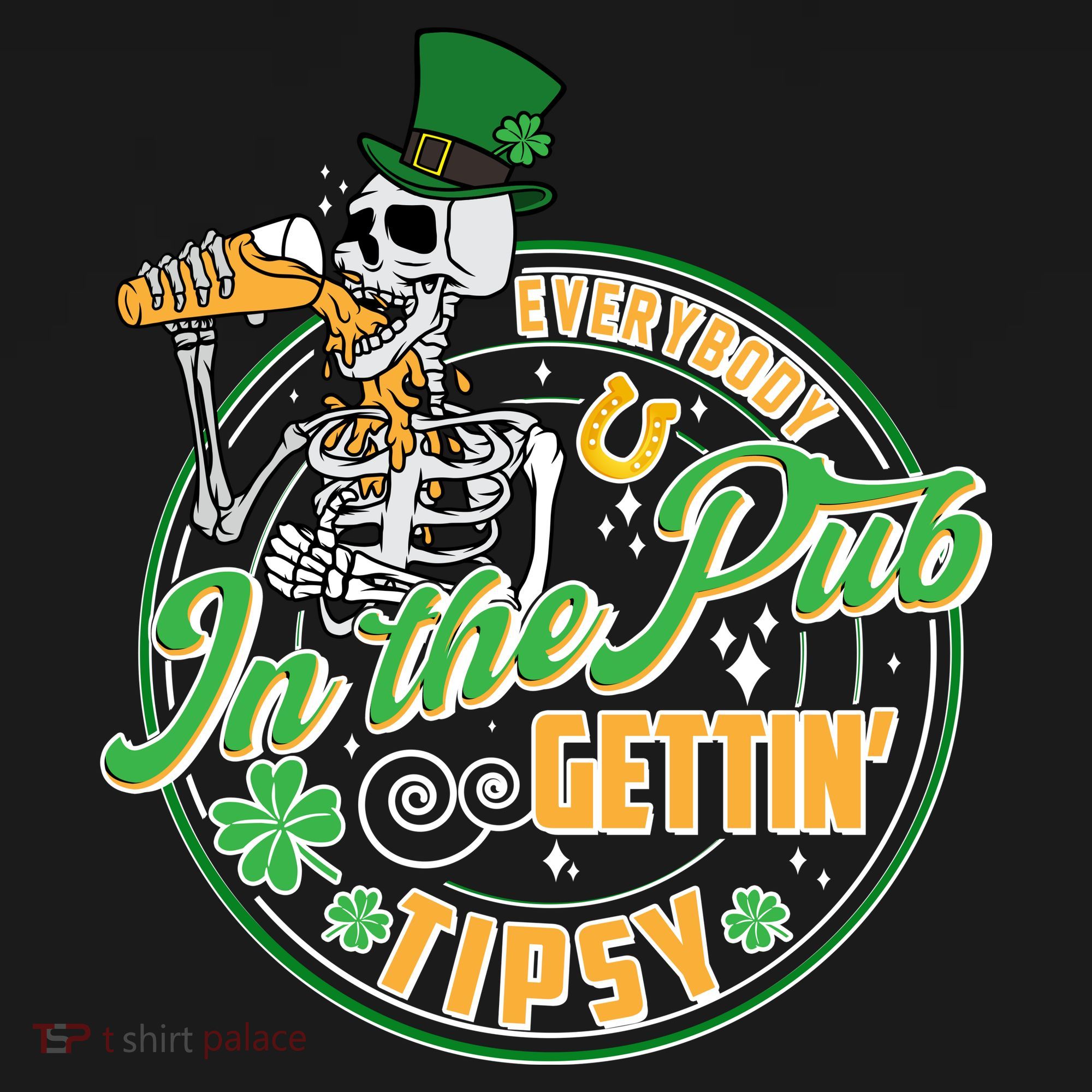 Funny St Patricks Day Everybody In The Pub Gettin Tipsy Skeleton Beer Women's Tank Top