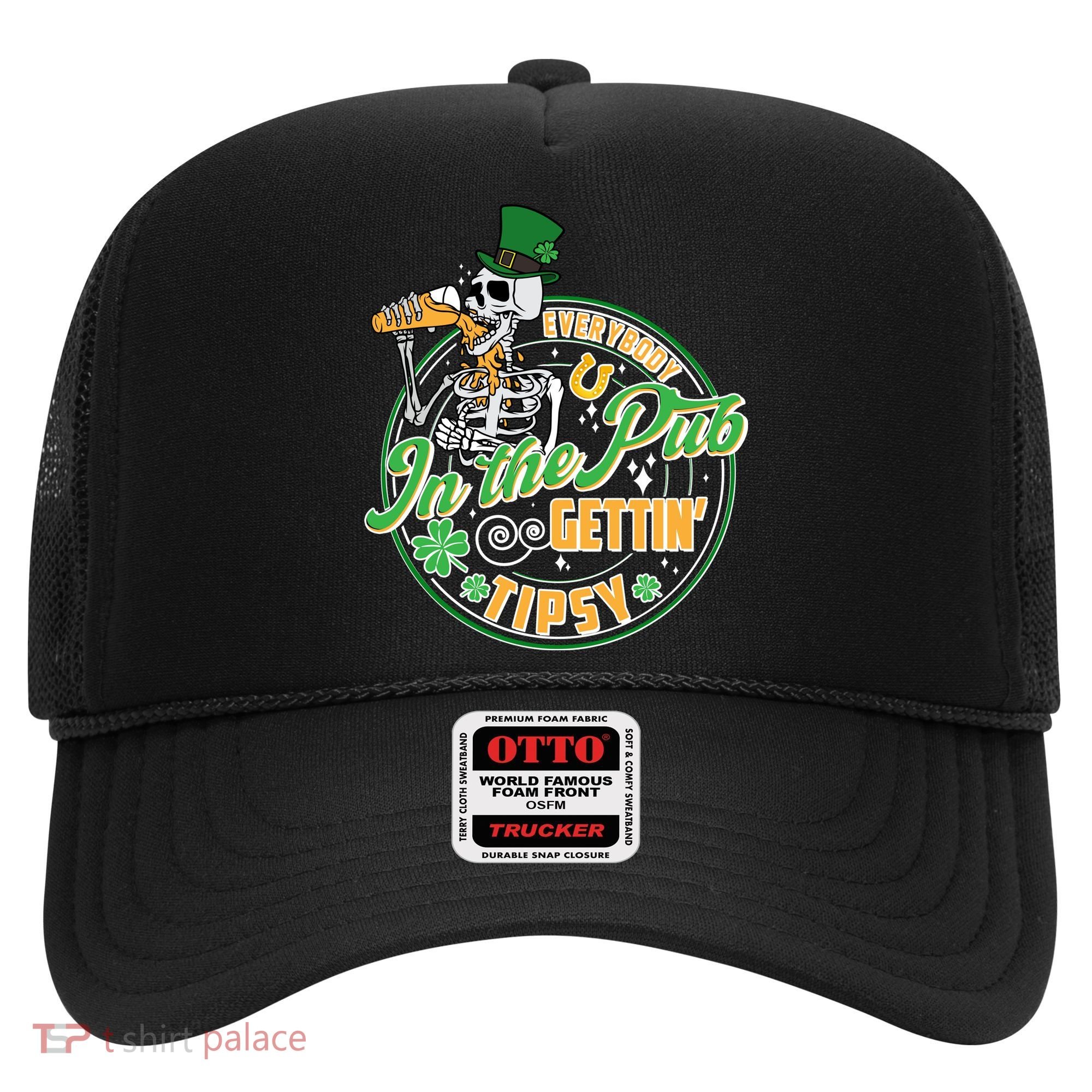 Funny St Patricks Day Everybody In The Pub Gettin Tipsy Skeleton Beer Hat