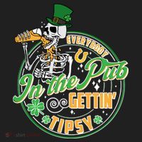 Funny St Patricks Day Everybody In The Pub Gettin Tipsy Skeleton Beer Hat thumb 2