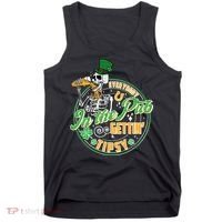 Funny St Patricks Day Everybody In The Pub Gettin Tipsy Skeleton Beer Tank Top thumb 0