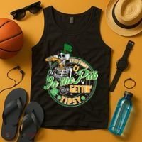 Funny St Patricks Day Everybody In The Pub Gettin Tipsy Skeleton Beer Tank Top thumb 4