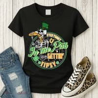 Funny St Patricks Day Everybody In The Pub Gettin Tipsy Skeleton Beer Women's T-Shirt thumb 3