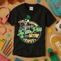 Funny St Patricks Day Everybody In The Pub Gettin Tipsy Skeleton Beer Kids T-Shirt thumb 3