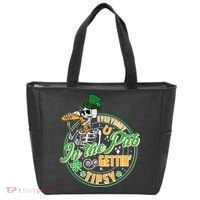 Funny St Patricks Day Everybody In The Pub Gettin Tipsy Skeleton Beer Tote Bag thumb 0