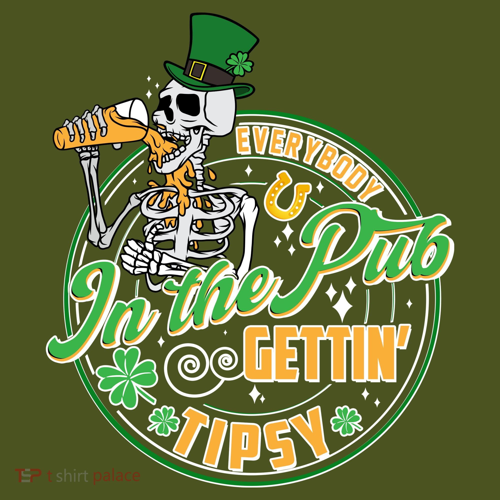 Funny St Patricks Day Everybody In The Pub Gettin Tipsy Skeleton Beer Long Sleeve Shirt