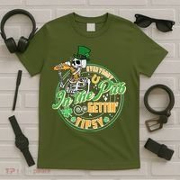 Funny St Patricks Day Everybody In The Pub Gettin Tipsy Skeleton Beer T-Shirt thumb 5