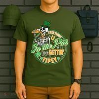 Funny St Patricks Day Everybody In The Pub Gettin Tipsy Skeleton Beer T-Shirt thumb 6