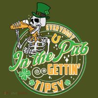 Funny St Patricks Day Everybody In The Pub Gettin Tipsy Skeleton Beer Mousepad thumb 1