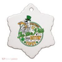 Funny St Patricks Day Everybody In The Pub Gettin Tipsy Skeleton Beer Ceramic Ornament thumb 0