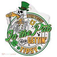 Funny St Patricks Day Everybody In The Pub Gettin Tipsy Skeleton Beer Ceramic Ornament thumb 2