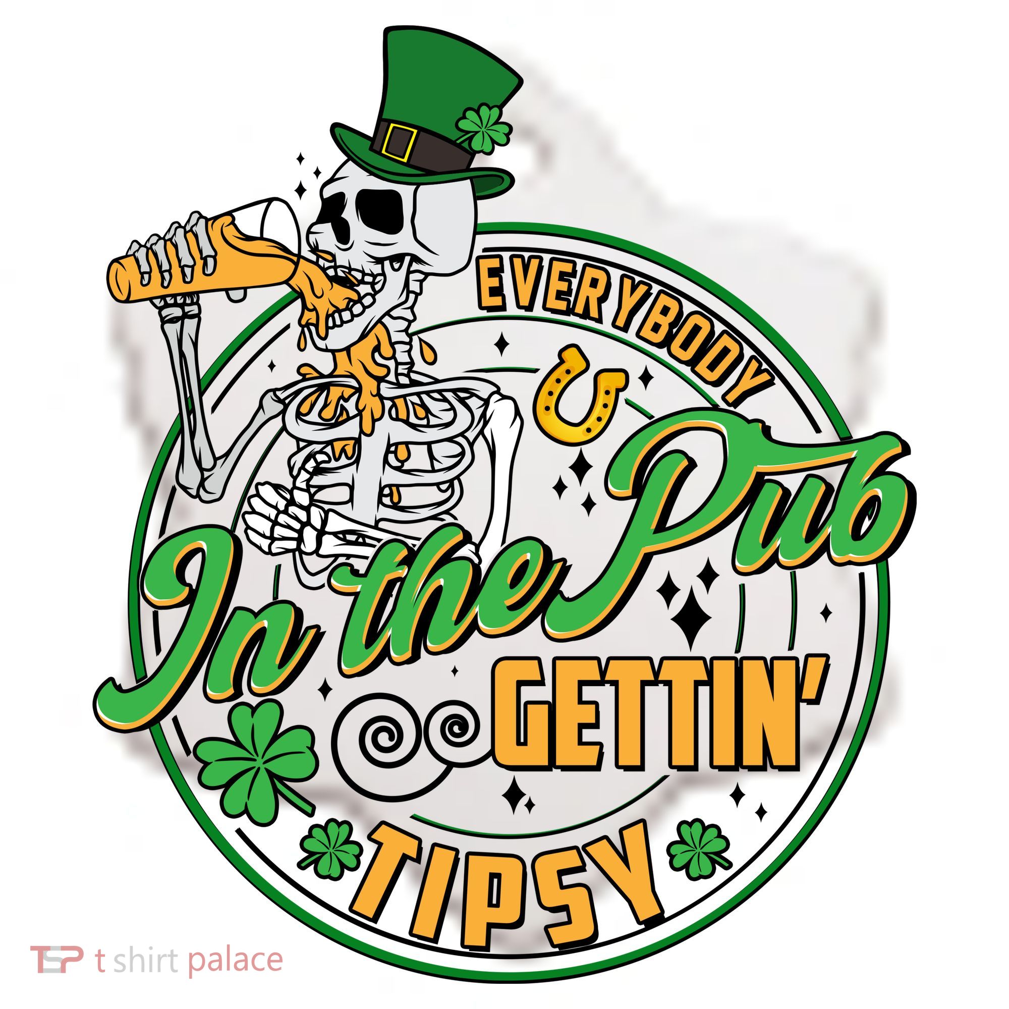 Funny St Patricks Day Everybody In The Pub Gettin Tipsy Skeleton Beer Ceramic Ornament