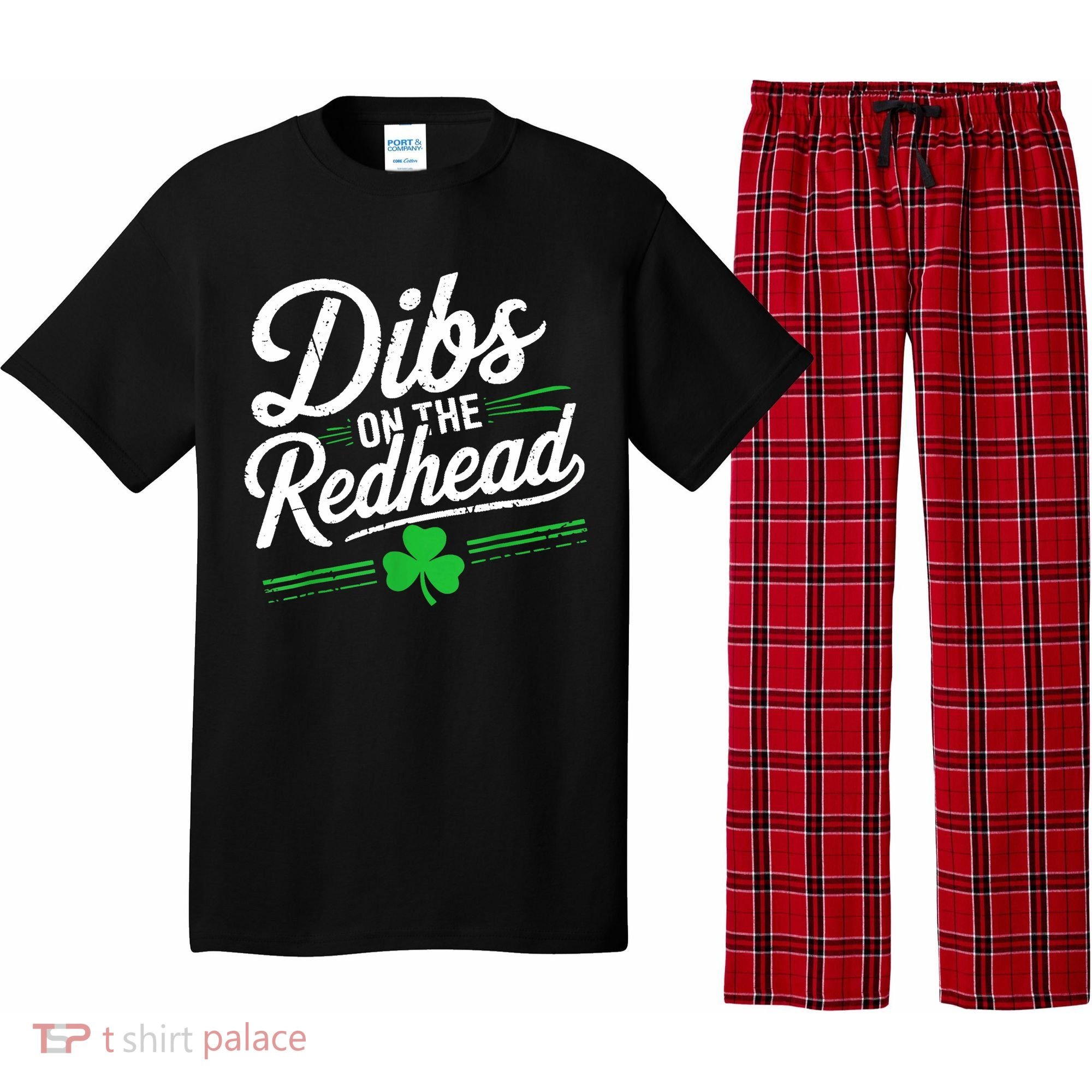 Funny St PatrickS Day Dibs On The Redhead Shamrock Pajama Set