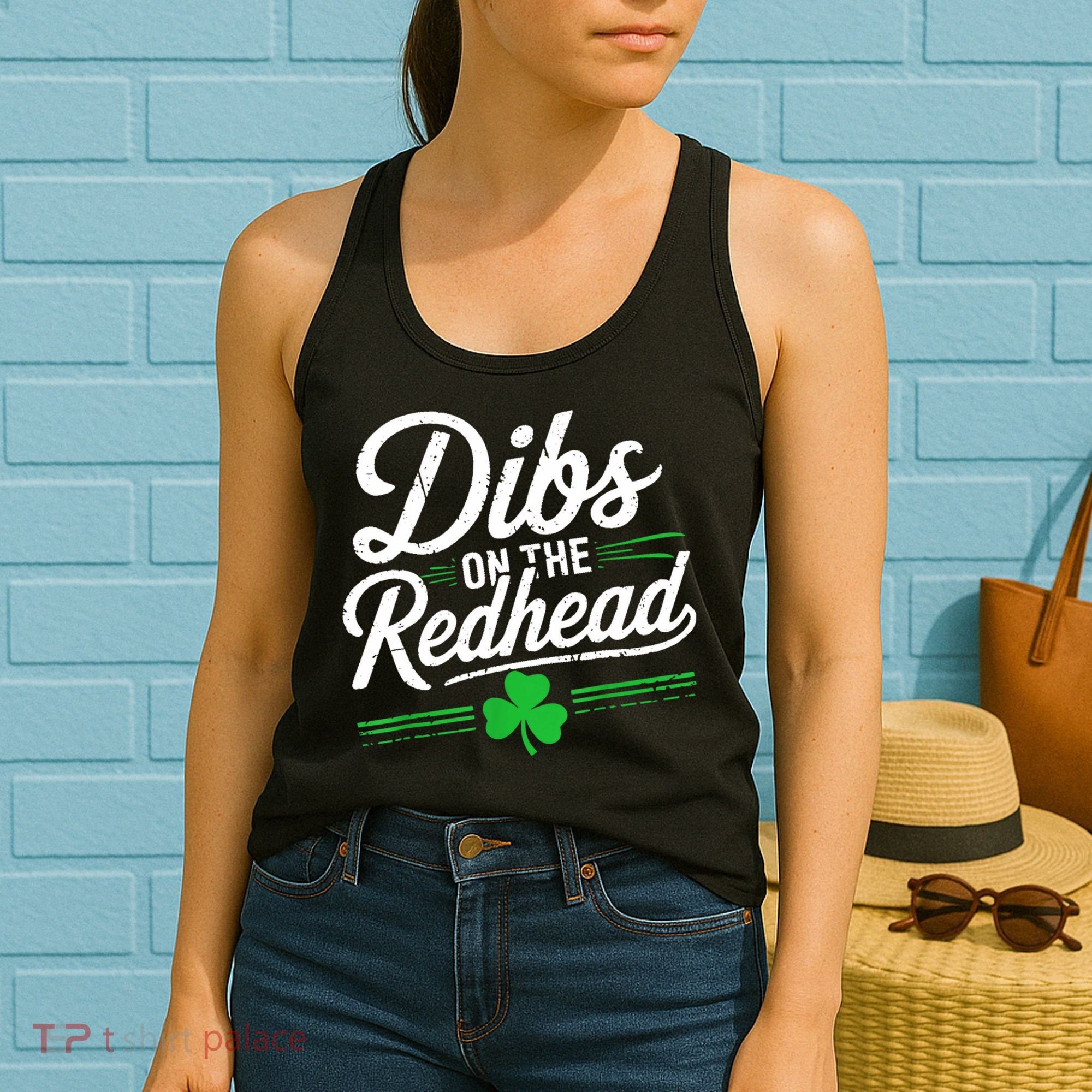 Funny St PatrickS Day Dibs On The Redhead Shamrock Women's Tank Top