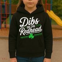 Funny St PatrickS Day Dibs On The Redhead Shamrock Kids Hoodie thumb 3