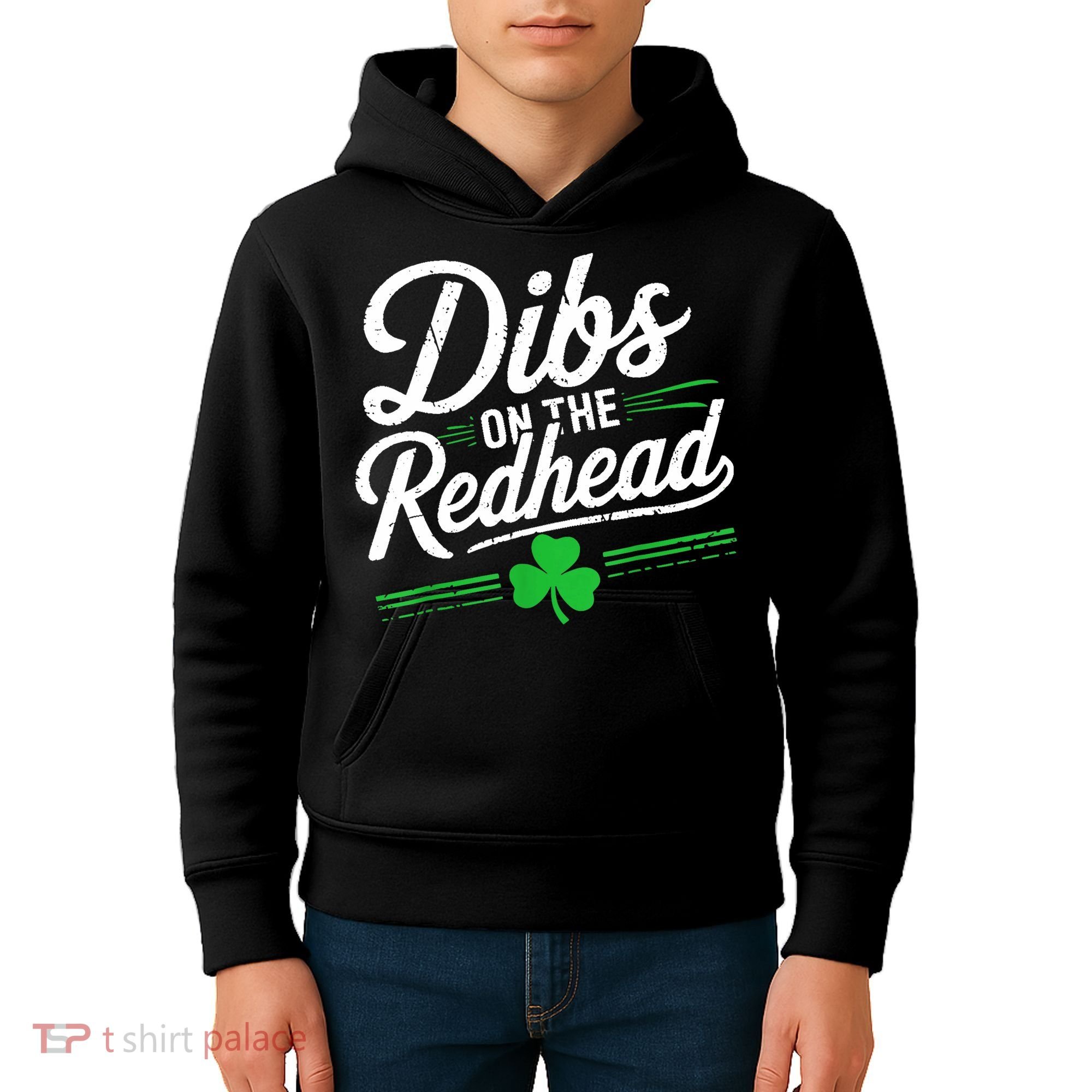 Funny St PatrickS Day Dibs On The Redhead Shamrock Kids Hoodie
