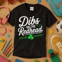 Funny St PatrickS Day Dibs On The Redhead Shamrock Kids T-Shirt thumb 3