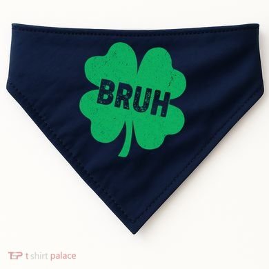 Funny St Patricks Day Bruh Lucky Shamrock Clover USA-Made Doggie Bandana
