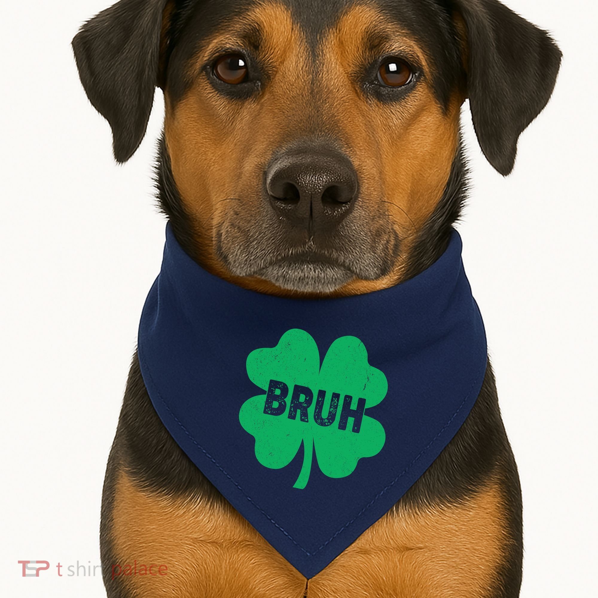 Funny St Patricks Day Bruh Lucky Shamrock Clover USA-Made Doggie Bandana