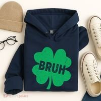 Funny St Patricks Day Bruh Lucky Shamrock Clover Hoodie thumb 4