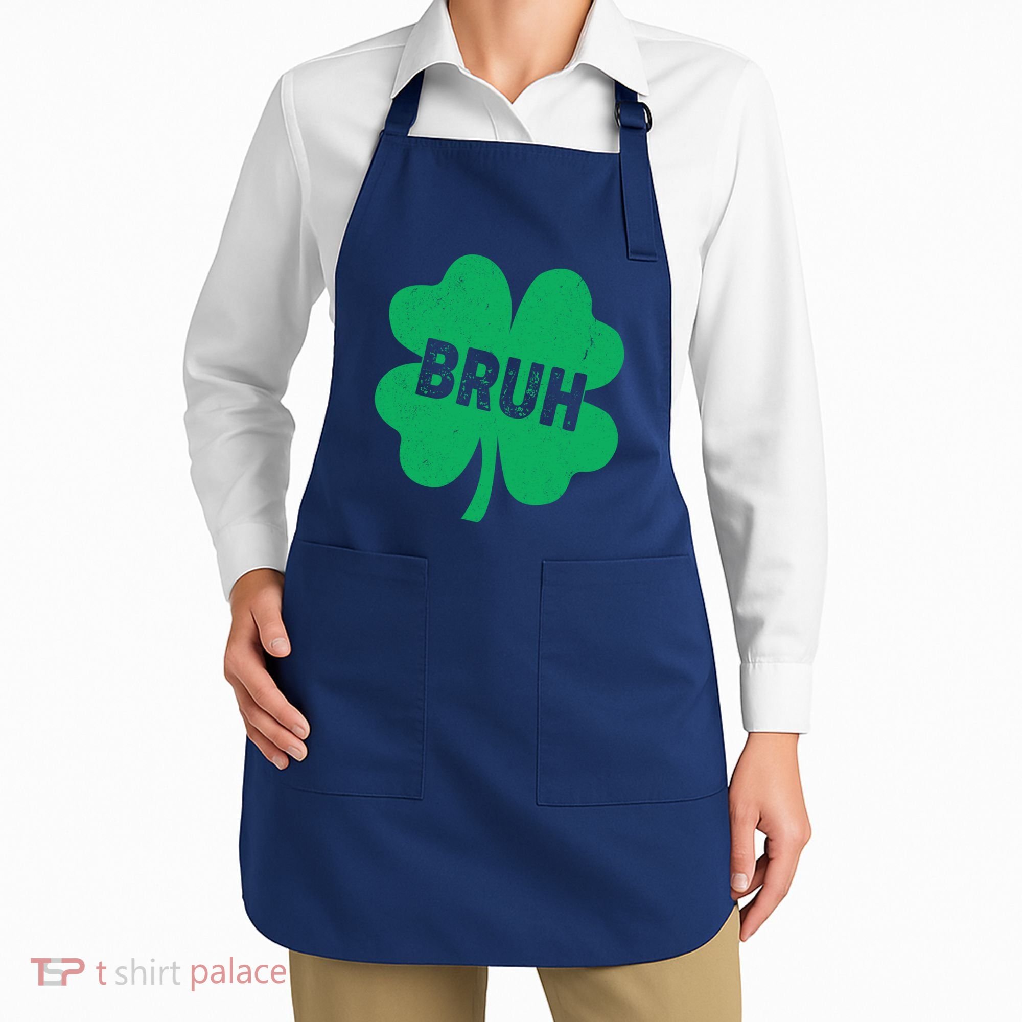 Funny St Patricks Day Bruh Lucky Shamrock Clover Apron