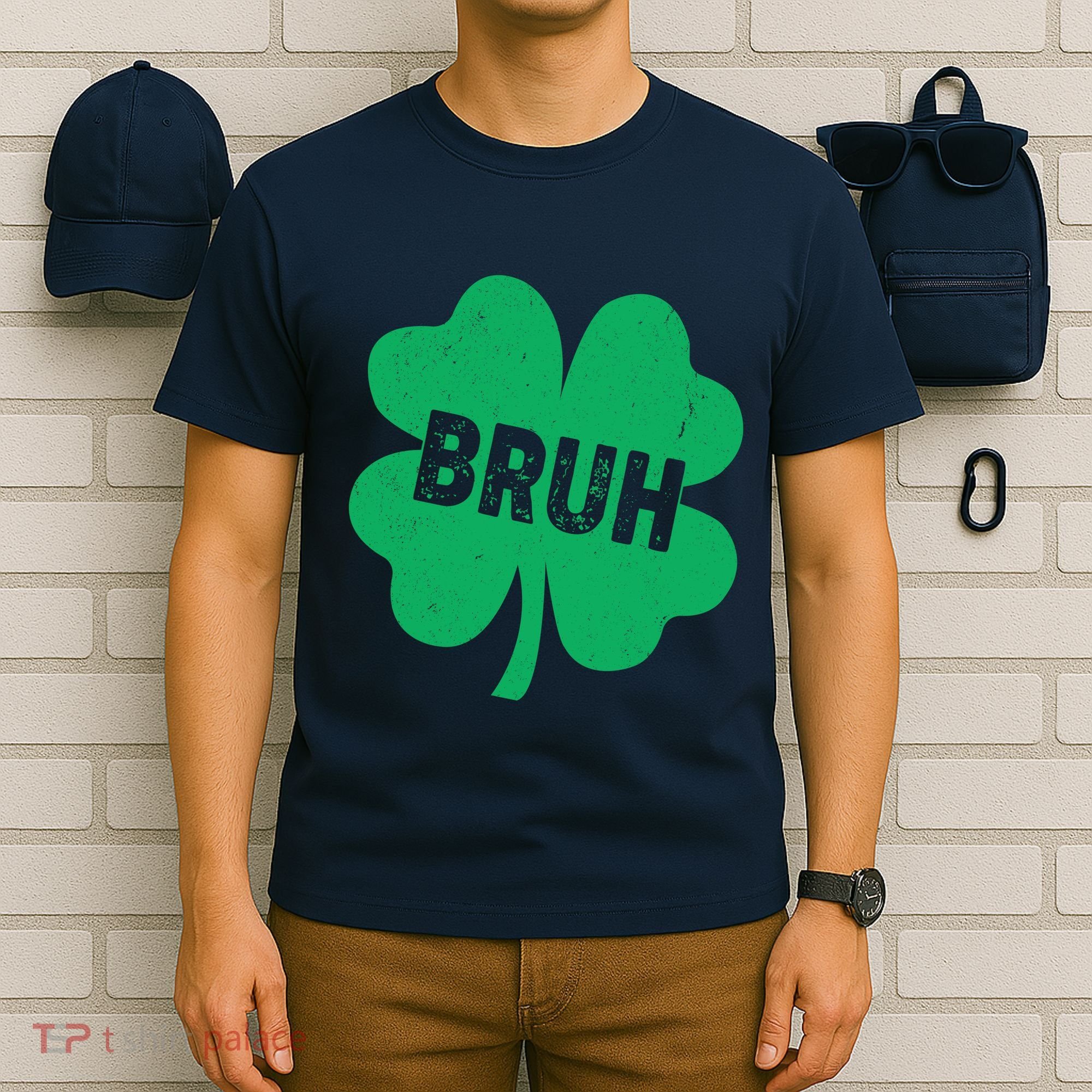 Funny St Patricks Day Bruh Lucky Shamrock Clover T-Shirt
