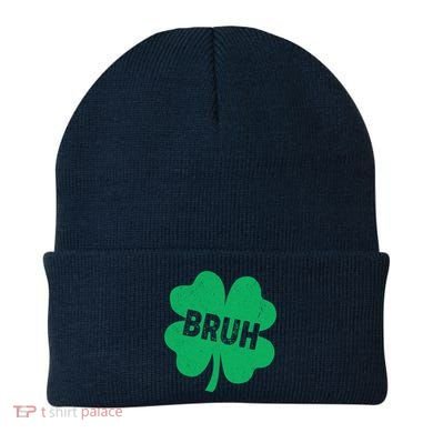 Funny St Patricks Day Bruh Lucky Shamrock Clover Beanie