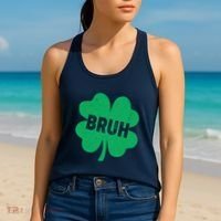 Funny St Patricks Day Bruh Lucky Shamrock Clover Women's Tank Top thumb 2