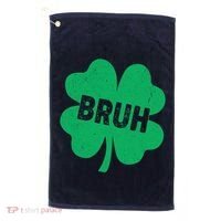 Funny St Patricks Day Bruh Lucky Shamrock Clover Golf Towel thumb 0