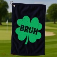 Funny St Patricks Day Bruh Lucky Shamrock Clover Golf Towel thumb 1