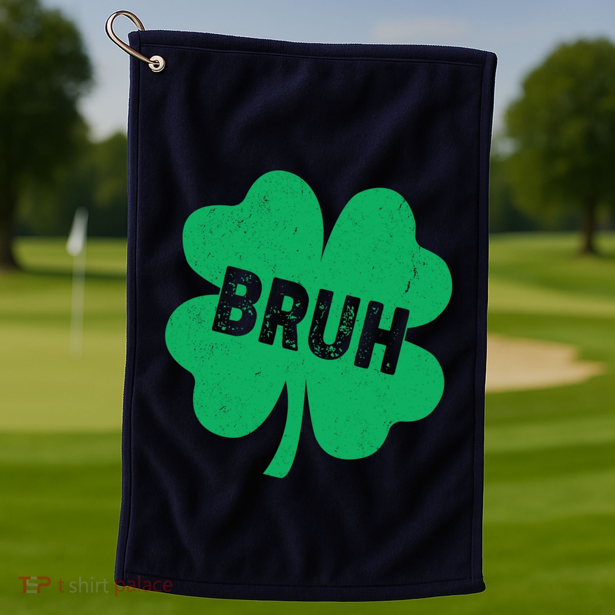 Funny St Patricks Day Bruh Lucky Shamrock Clover Golf Towel