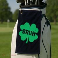Funny St Patricks Day Bruh Lucky Shamrock Clover Golf Towel thumb 2