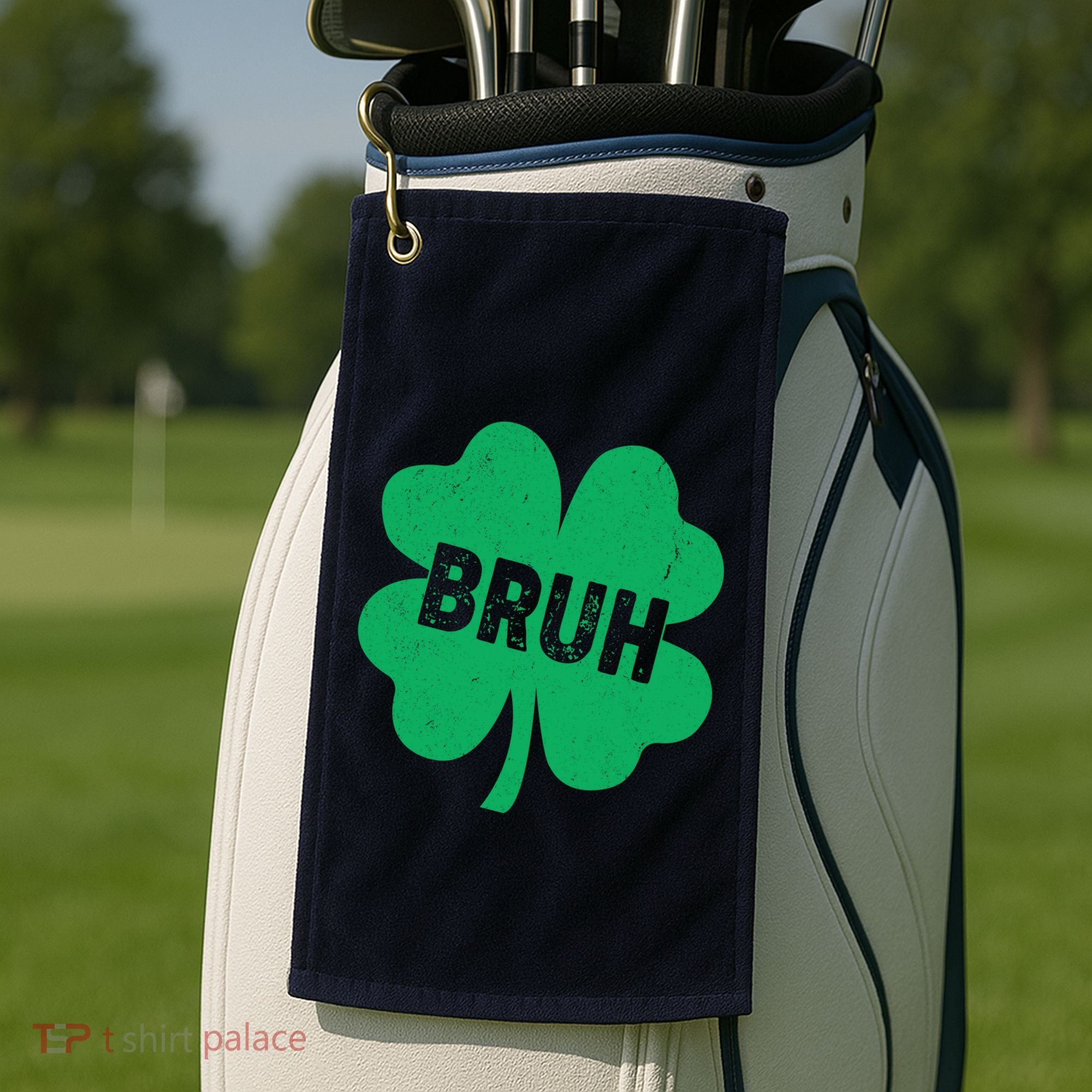 Funny St Patricks Day Bruh Lucky Shamrock Clover Golf Towel