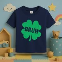 Funny St Patricks Day Bruh Lucky Shamrock Clover Toddler T-Shirt thumb 3