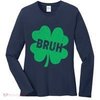 Funny St Patricks Day Bruh Lucky Shamrock Clover Women's Long Sleeve Shirt thumb 0