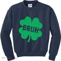 Funny St Patricks Day Bruh Lucky Shamrock Clover Kids Sweatshirt thumb 0