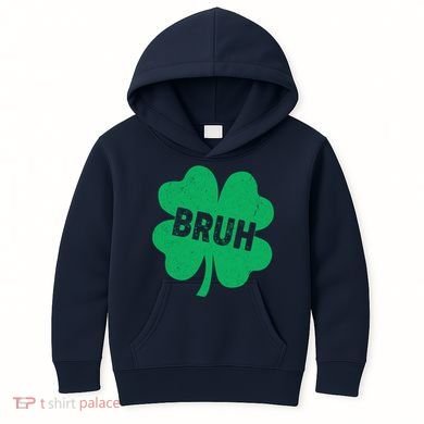 Funny St Patricks Day Bruh Lucky Shamrock Clover Kids Hoodie