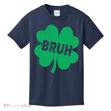Funny St Patricks Day Bruh Lucky Shamrock Clover Kids T-Shirt