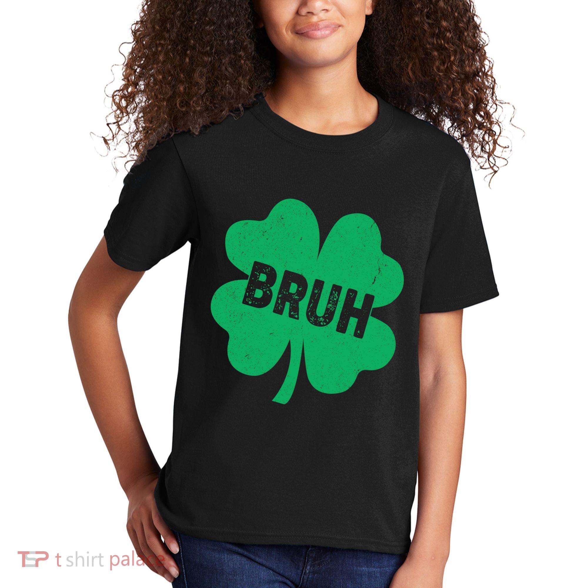 Funny St Patricks Day Bruh Lucky Shamrock Clover Kids T-Shirt