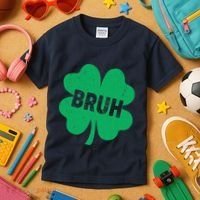 Funny St Patricks Day Bruh Lucky Shamrock Clover Kids T-Shirt thumb 3