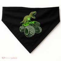 Funny St Patrick's Day Lucky Trex Dinosaur Riding Monster Truck USA-Made Doggie Bandana thumb 0