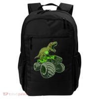 Funny St Patrick's Day Lucky Trex Dinosaur Riding Monster Truck Backpack thumb 0