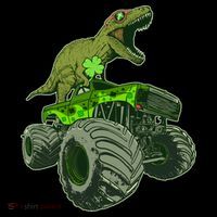 Funny St Patrick's Day Lucky Trex Dinosaur Riding Monster Truck Coffee Mug thumb 5