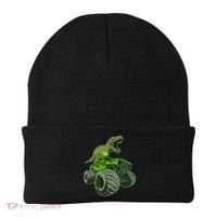Funny St Patrick's Day Lucky Trex Dinosaur Riding Monster Truck Beanie thumb 0