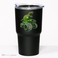 Funny St Patrick's Day Lucky Trex Dinosaur Riding Monster Truck Tumbler thumb 0