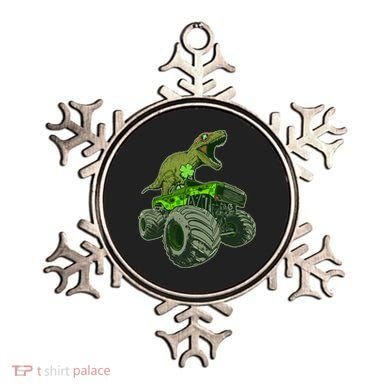 Funny St Patrick's Day Lucky Trex Dinosaur Riding Monster Truck Ornament